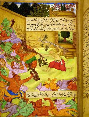 The original Persian Ramayana commissioned by Emperor Akbar and now stored in the Museum of Islamic Art (Qatar).