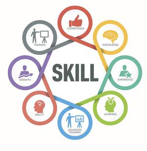 Skill infographic with 8 steps, parts, options