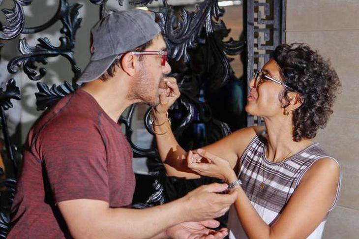Actor Aamir Khan celebrates his 54th birthday at his Bandra residence with wife Kiran Rao.