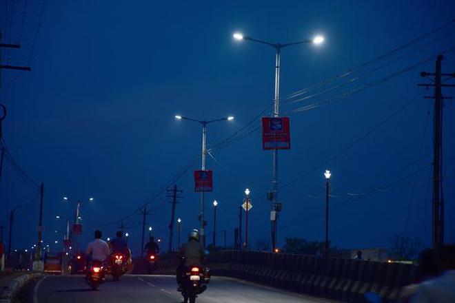 LED lights installed in Pudukottai Road in Tiruchi.