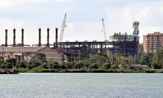 Getting ready: The 370-MW power plant is coming up at Yelahanka in place of a defunct diesel plant.
