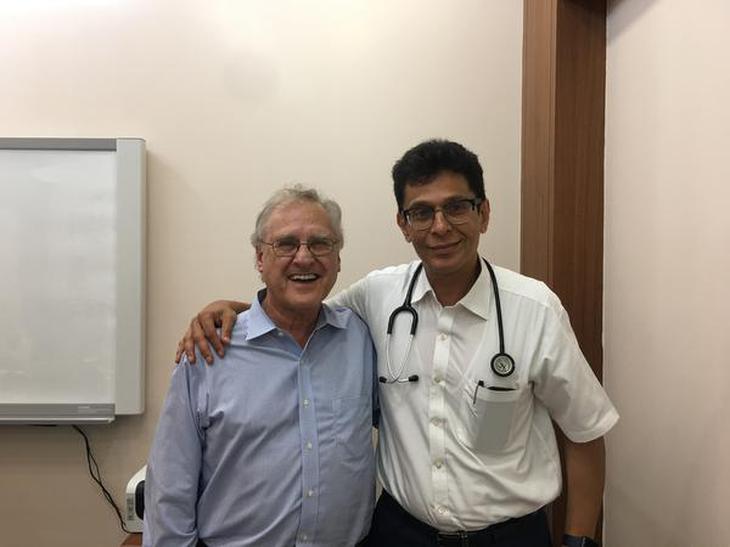 Stephen Lewis (left) with chest physician Dr. Zarir Udwadia.