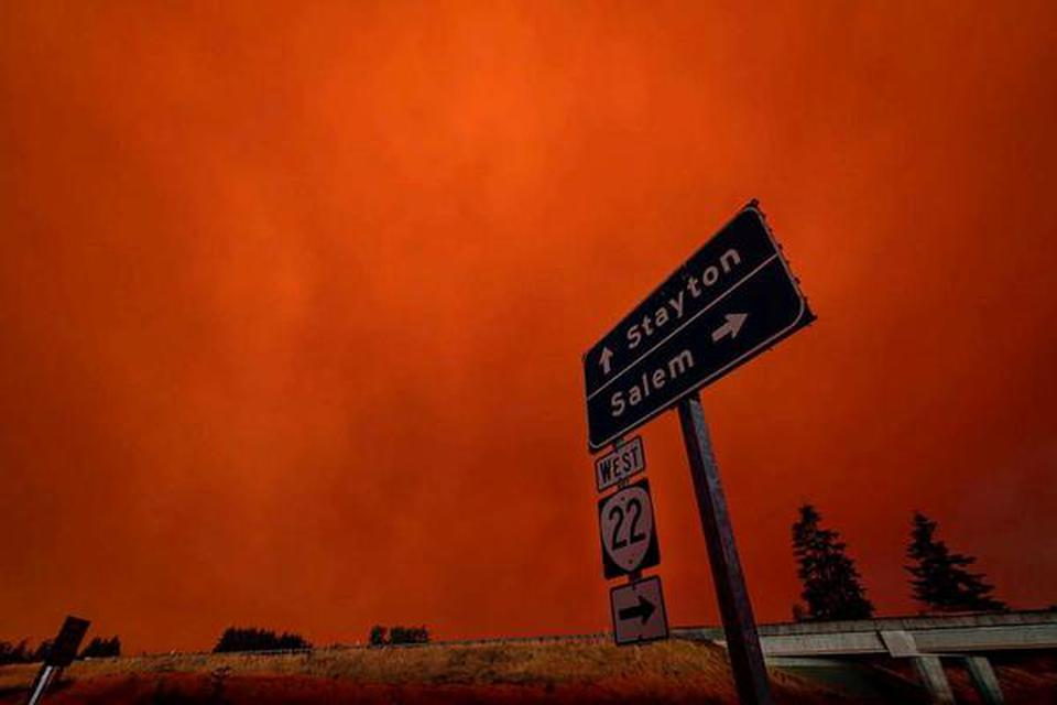 Thick smoke covers Salem City, Oregon, U.S., on September 8, 2020.   | Photo Credit: Reuters