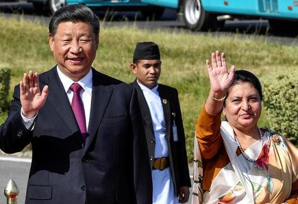 Historic visit: President Xi Jinping with Nepali counterpart Bidya Devi Bhandari in Kathmandu in 2019.