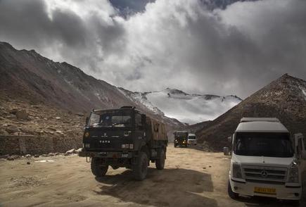 File photo shows an Indian Army truck crosses Chang la pass near Pangong Lake in Ladakh region.
