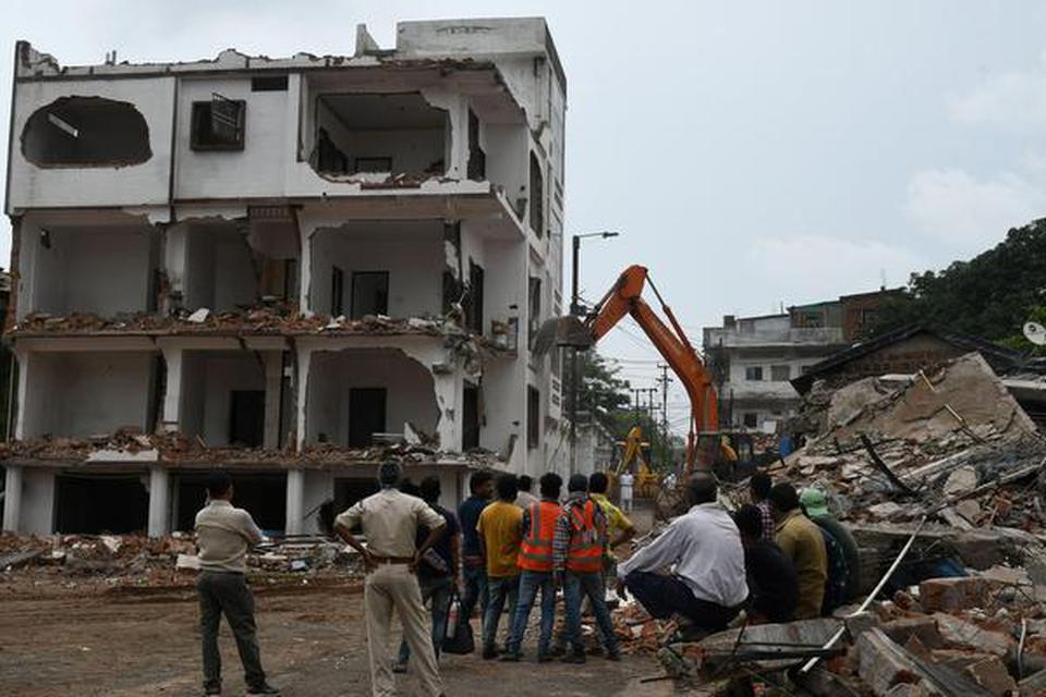 Buildings belonging to Pyare Miyan being demolished by District Administration in Bhopal on Tuesday, 14 july 2020.