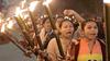 Members of the All Assam Students’ Union, along with those of 30 indigenous organisations, hold a torchlight rally against the Citizenship Amendment Act in Guwahati on January 11, 2020.