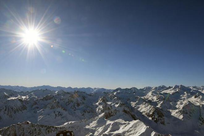 This photo taken on January 30, 2018 shows a view of the Pyrenees mountains from the Observatory of the Pic du Midi, one of France's tallest mountains, in Bagneres-de-Bigorre.