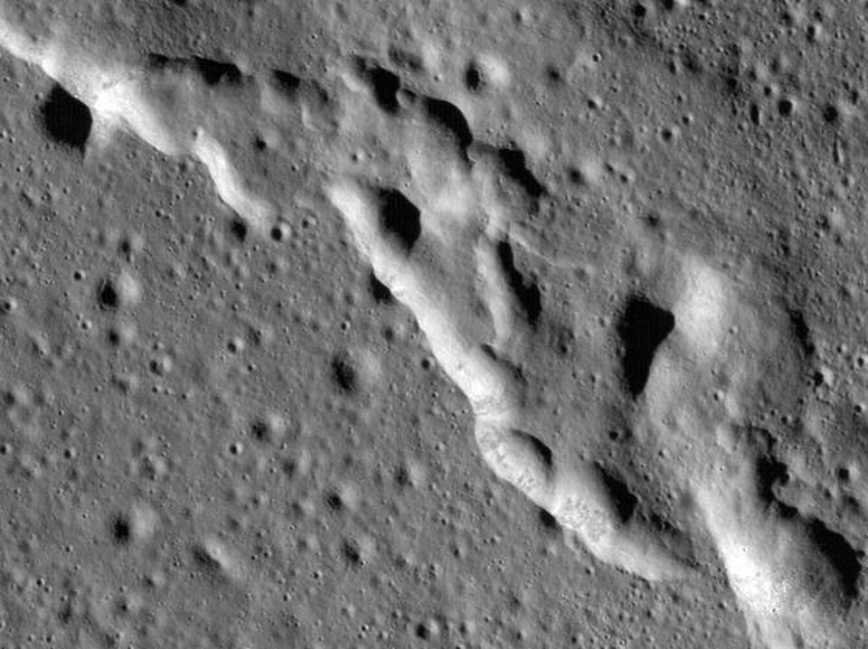 In this image, a mosaic composed of many images taken by NASA's Lunar Reconnaissance Orbiter (LRO), and released by NASA on May 13, 2019, show wrinkle ridges in a region of the Moon called Mare Frigoris.